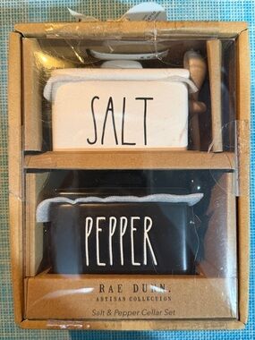 Rae Dunn White Salt & Black Pepper Cellar Set
